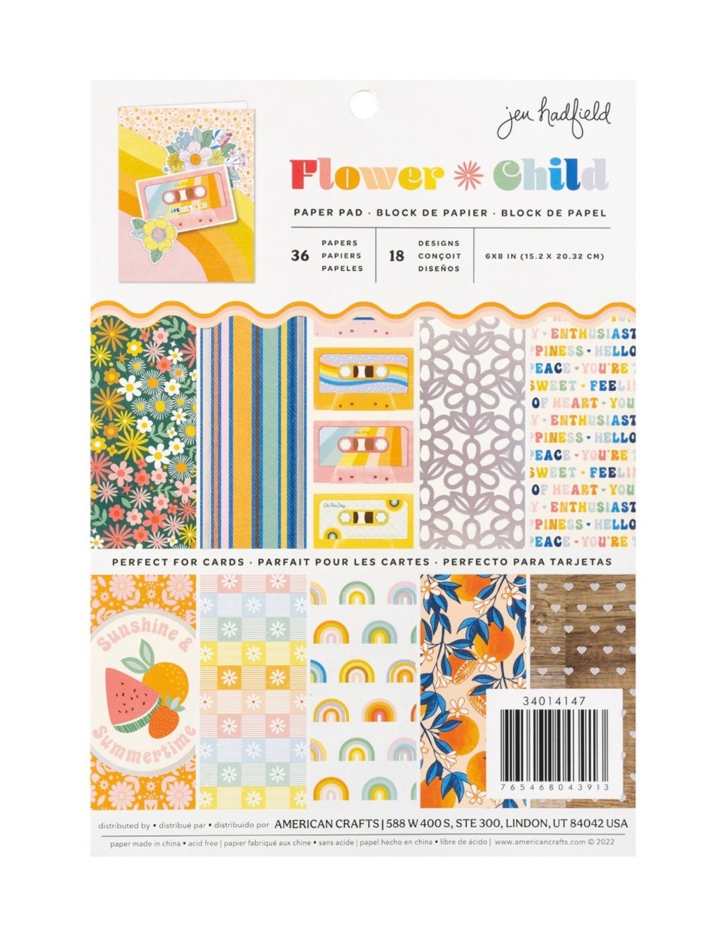 🌸 American Crafts Jen Hadfield Flower Child 6x8 Paper Pad (36 Sheets) 🌸